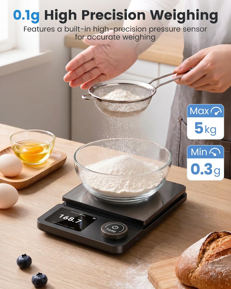 INSMART Smart Food Scale with Nutrition Calculator, Kitchen Scale with App for Calories, Fat, Carbs & Protein Tracking, 0.1g High Precision Calorie Scale for Meal Prep & Weight Loss, LED Display, 11lb - Image 4