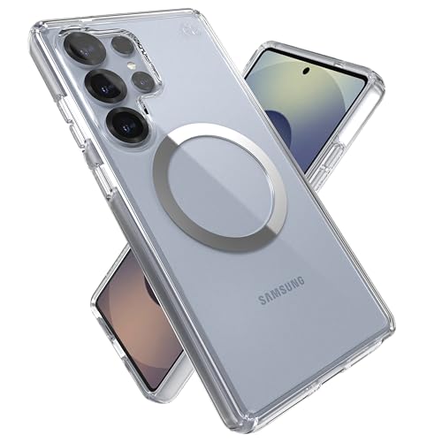Speck Samsung Galaxy S25 Ultra Case - Magnet Case,13-Foot Drop Protection,Anti-Yellowing-Samsung S25 Ultra Case Magsafe-Raised Bezel & Enhanced Buttons -Presidio Perfect-Clear -Clear/Chrome(Pack of 1) - Image 1