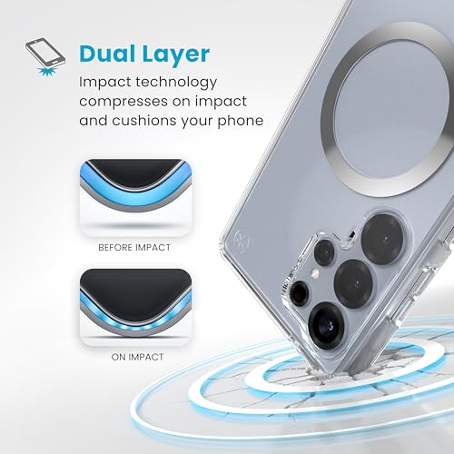 Speck Samsung Galaxy S25 Ultra Case - Magnet Case,13-Foot Drop Protection,Anti-Yellowing-Samsung S25 Ultra Case Magsafe-Raised Bezel & Enhanced Buttons -Presidio Perfect-Clear -Clear/Chrome(Pack of 1) - Image 5