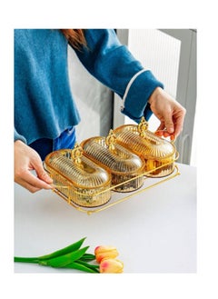 OASIS-TH Nut And Candy Serving Tray,  With Lid And Gold Plated Shelf, Snack Platter For Home Party, Light Luxury Style Acrylic Serving Tray for Home Decoration  - Image 2