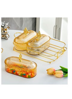 OASIS-TH Nut And Candy Serving Tray,  With Lid And Gold Plated Shelf, Snack Platter For Home Party, Light Luxury Style Acrylic Serving Tray for Home Decoration  - Image 3