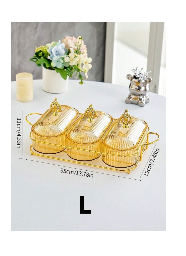 OASIS-TH Nut And Candy Serving Tray,  With Lid And Gold Plated Shelf, Snack Platter For Home Party, Light Luxury Style Acrylic Serving Tray for Home Decoration  - Image 4