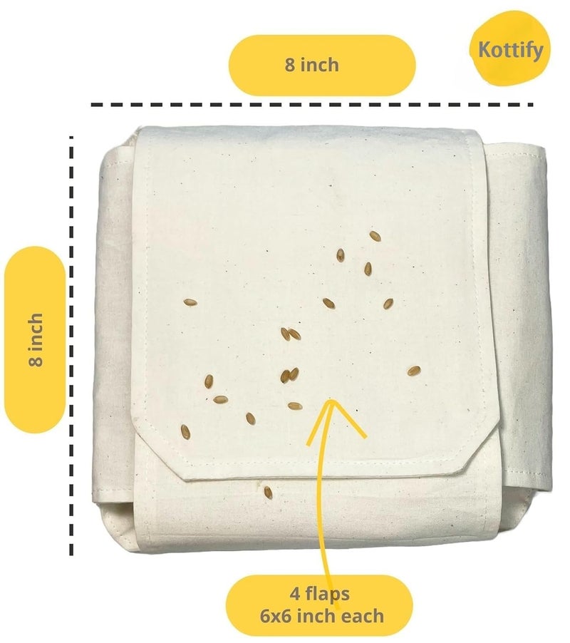 VYNTRIX VYNTRIX Set of 2 Cotton Double Layer Roti Clothes Wrap with Flaps Muslin Cloth for Chapati for Hot Case Kitchen Chapati Cloth Wrap Roti Cloth, Beige  - Image 2