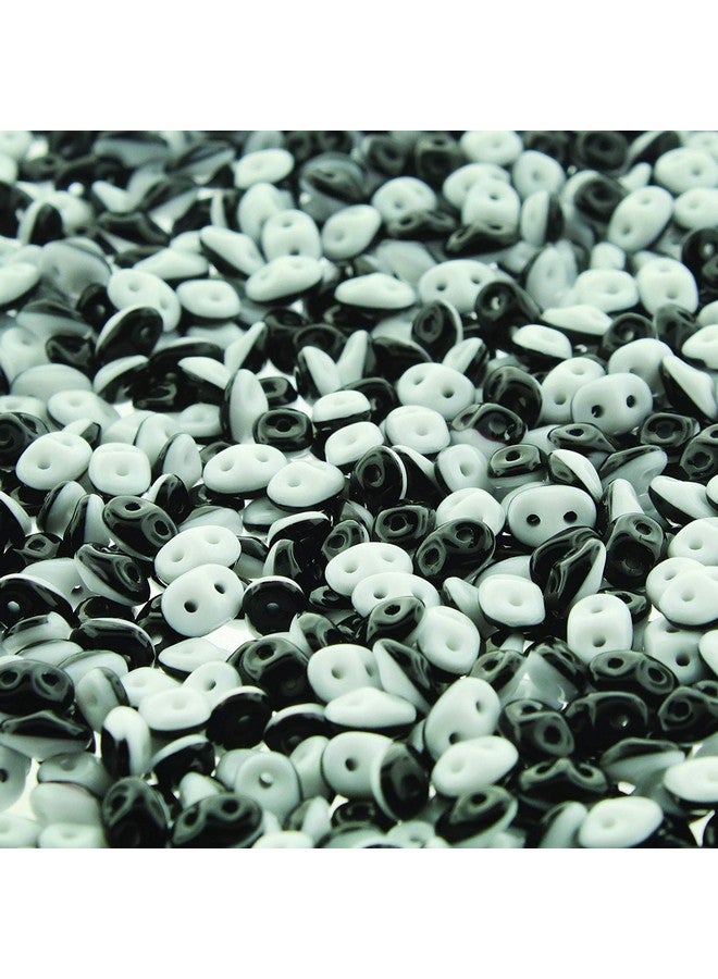Matubo SuperDuo Beads 2.5x5mm (22.5 Gram Tube, Black/White Opaque)