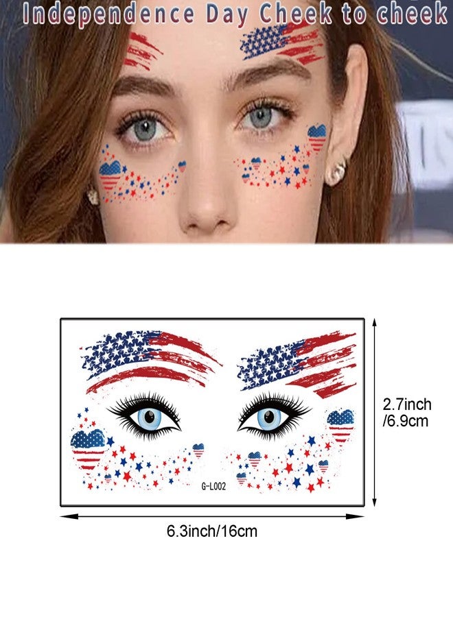 HinchJone Face Temporary Tattoos Sticker 10 Sheets 4th of July Flag Butterfly Tattoos Face Eyes Stickers Decorations Fit for Women Patriotic Makeup Festival Party - Image 5