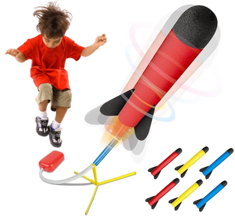 Play22 Toy Rocket Launcher for Kids Shoots Up to 100+ Feet - Play Launch Rocket Includes 6 Foam Rockets, 3 Colors - Best Birthday Gift for Boys and Girls Fun Outdoor Toys for Kids Age 3+ Years - Image 1