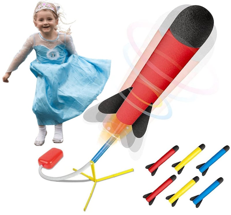 Play22 Toy Rocket Launcher for Kids Shoots Up to 100+ Feet - Play Launch Rocket Includes 6 Foam Rockets, 3 Colors - Best Birthday Gift for Boys and Girls Fun Outdoor Toys for Kids Age 3+ Years - Image 4