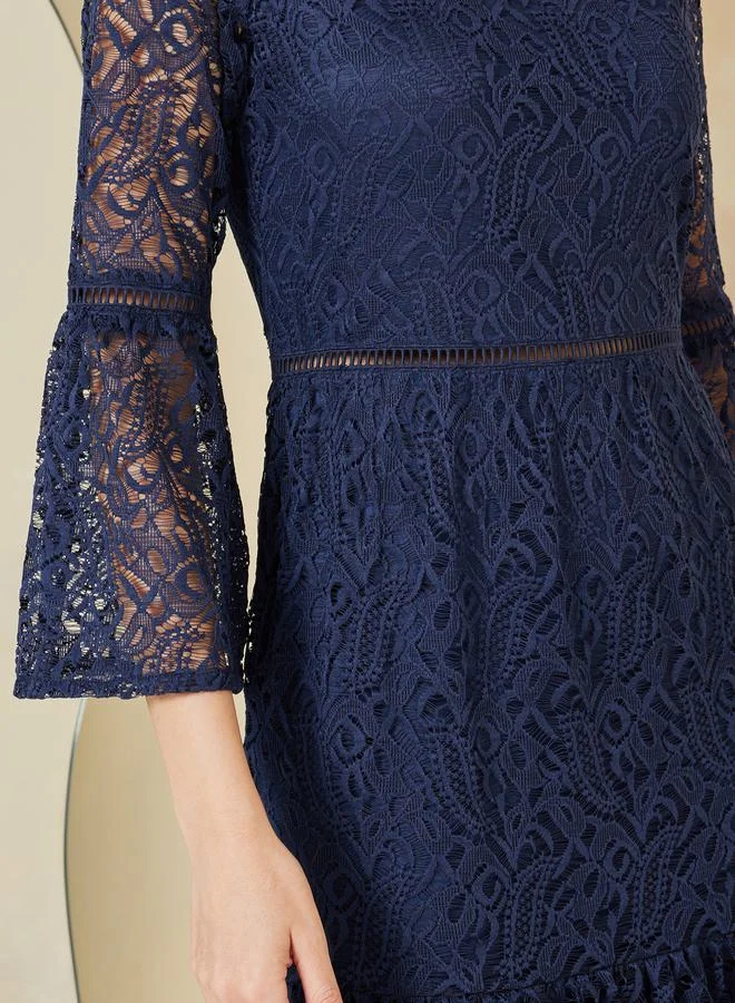 ستايلي Lace Insert Layered Midi Dress