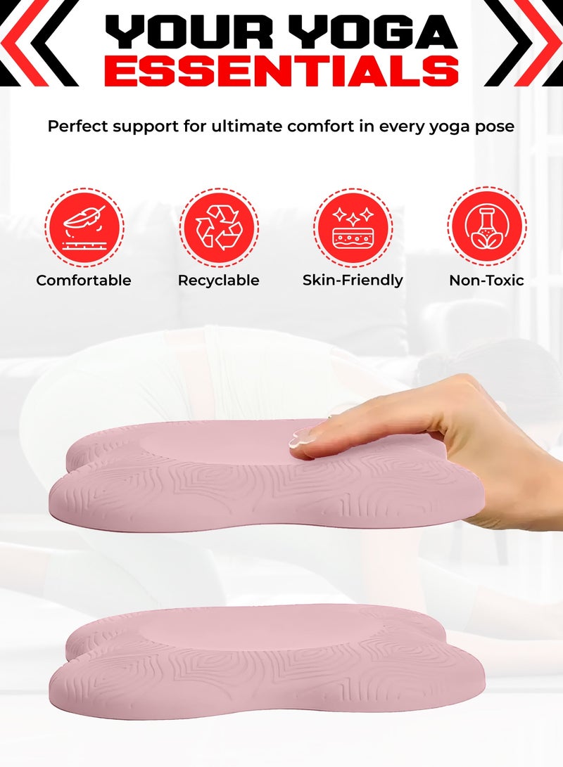 FIT TRIBE 2PCS Yoga Knee Pads for Women & Men, Extra Thick Foam Exercise Pads, Non-Slip Gym Cushion for Knees, Elbows & Hands, Lightweight & Durable Workout Accessories, Yoga Essentials (Pink) - Image 2