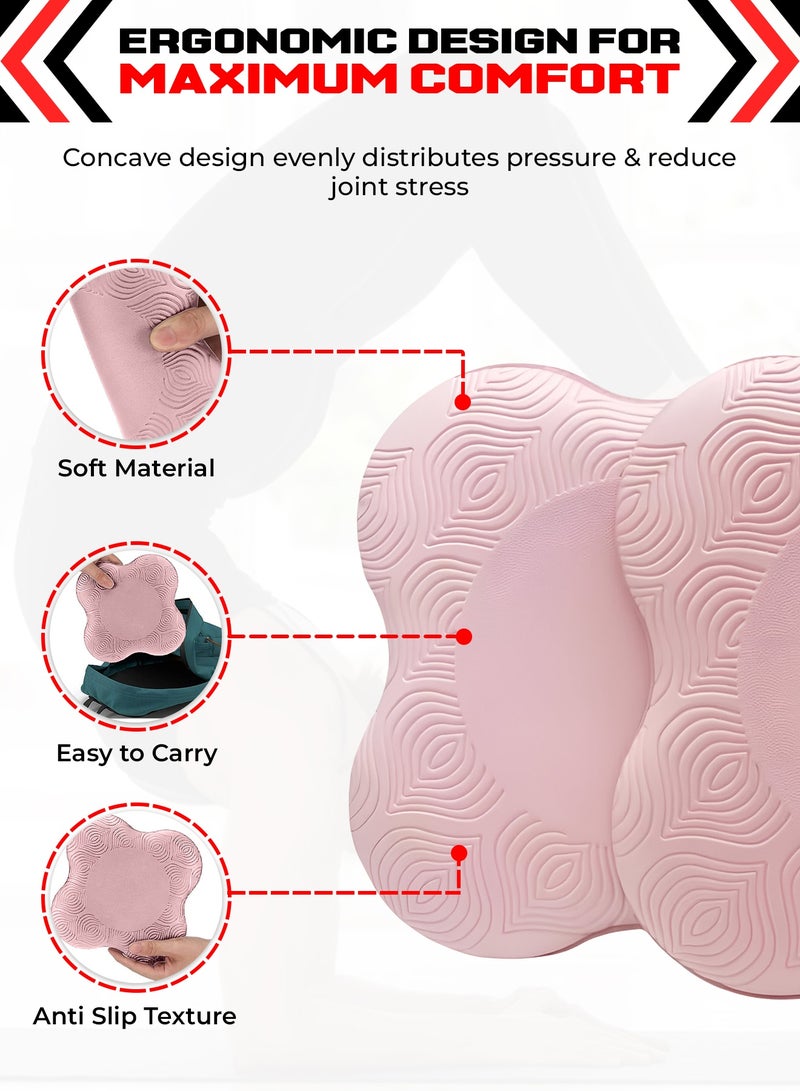 FIT TRIBE 2PCS Yoga Knee Pads for Women & Men, Extra Thick Foam Exercise Pads, Non-Slip Gym Cushion for Knees, Elbows & Hands, Lightweight & Durable Workout Accessories, Yoga Essentials (Pink) - Image 3