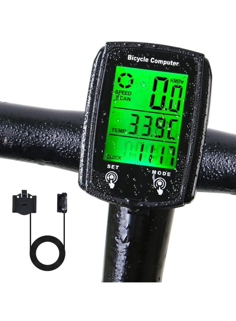 كيلا كابل دراجة الكمبيوتر ، MPH كم / ح دراجة الكمبيوتر ، شاشات الكريستال السائل الرقمية الخلفية عرض دراجة عداد السرعة - Image 1