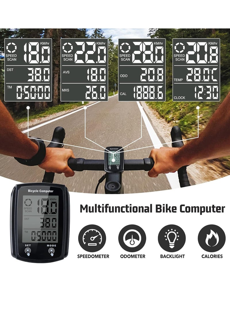 كيلا كابل دراجة الكمبيوتر ، MPH كم / ح دراجة الكمبيوتر ، شاشات الكريستال السائل الرقمية الخلفية عرض دراجة عداد السرعة - Image 2