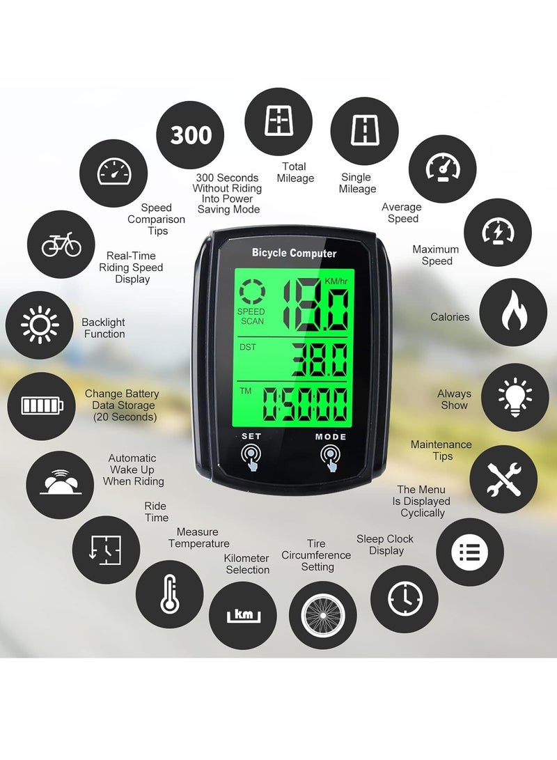 كيلا كابل دراجة الكمبيوتر ، MPH كم / ح دراجة الكمبيوتر ، شاشات الكريستال السائل الرقمية الخلفية عرض دراجة عداد السرعة - Image 3