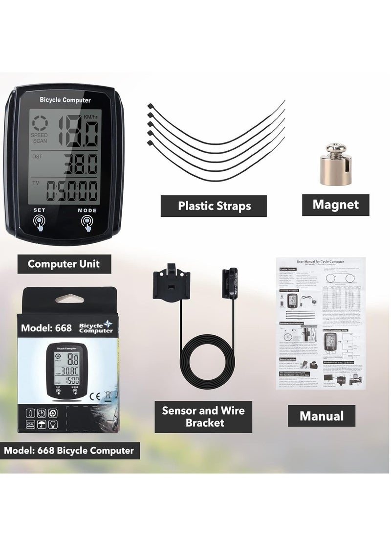 كيلا كابل دراجة الكمبيوتر ، MPH كم / ح دراجة الكمبيوتر ، شاشات الكريستال السائل الرقمية الخلفية عرض دراجة عداد السرعة - Image 5