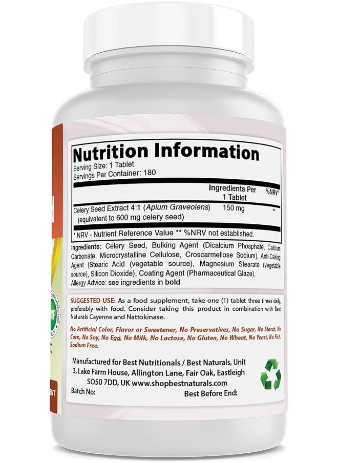 Best Naturals Celery Seed 600 Mg Tablet, 180 Count  - Image 2