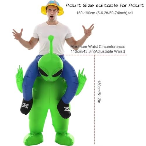 Double Couple Inflatable Alien Dinosaur Costume Halloween Blow up Costumes for Adult Kids - Image 3