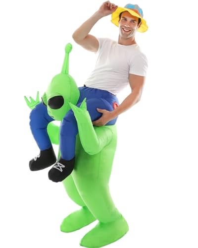 Double Couple Inflatable Alien Dinosaur Costume Halloween Blow up Costumes for Adult Kids - Image 4