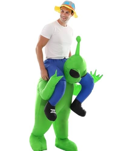 Double Couple Inflatable Alien Dinosaur Costume Halloween Blow up Costumes for Adult Kids - Image 2