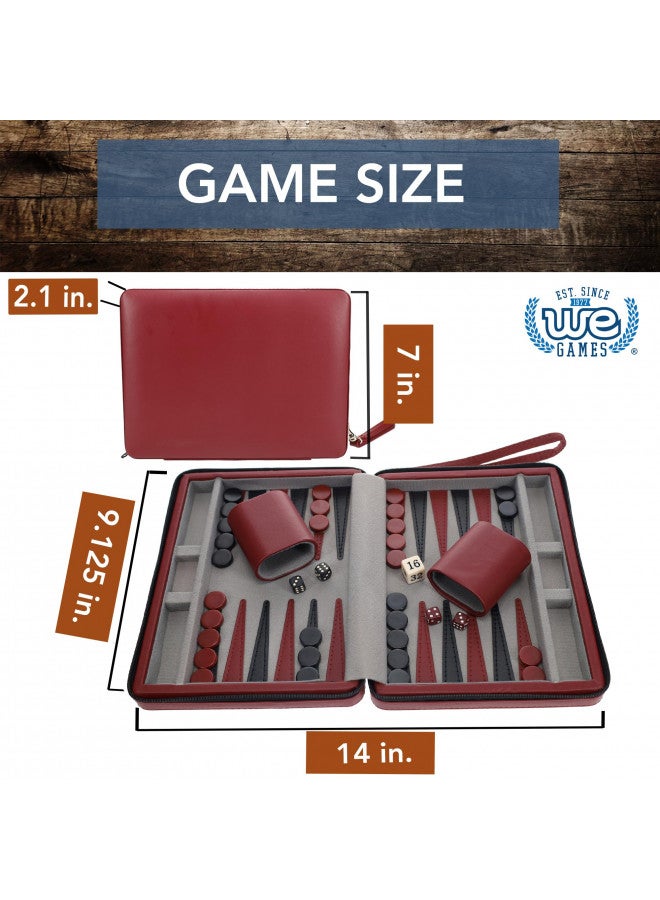 WE Games Backgammon Set, Board Games for Adults - Travel Games - Magnetic with Burgundy Leatherette Backgammon Board and Carrying Strap - Travel Backgammon Sets for Adults - Image 5