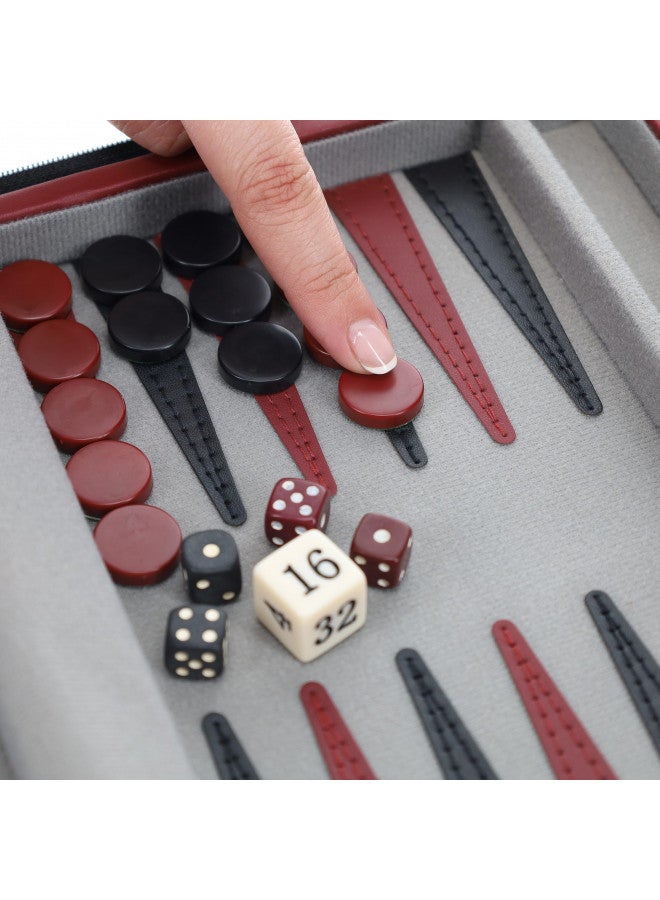 WE Games Backgammon Set, Board Games for Adults - Travel Games - Magnetic with Burgundy Leatherette Backgammon Board and Carrying Strap - Travel Backgammon Sets for Adults - Image 4