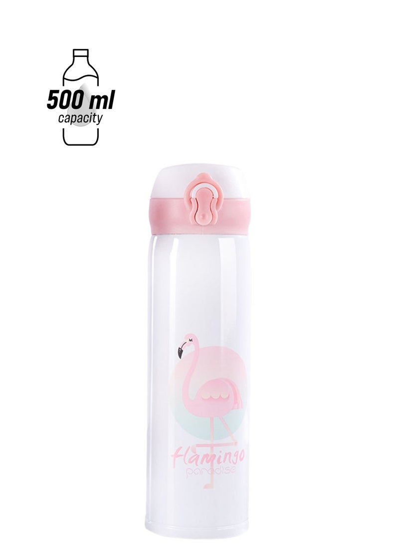Stainless Steel Printed Water Bottle Flamingo 500ml