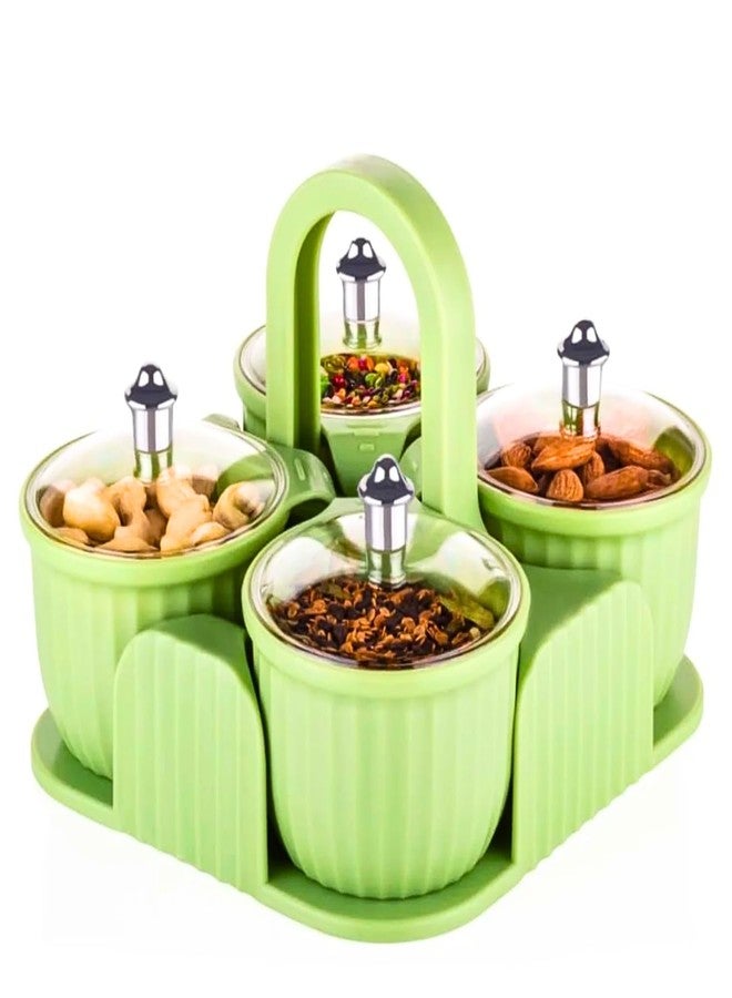 KhuHap Multipurpose Spice Rack & Dry Fruit Box Set | 4 Pc Plastic Jar Set for Aachar, Pickle, Mukhwas, Masala, Mouth Freshener, Sweets & Chocolate Storage | Kitchen Organizer (Multi-Color) - Image 1