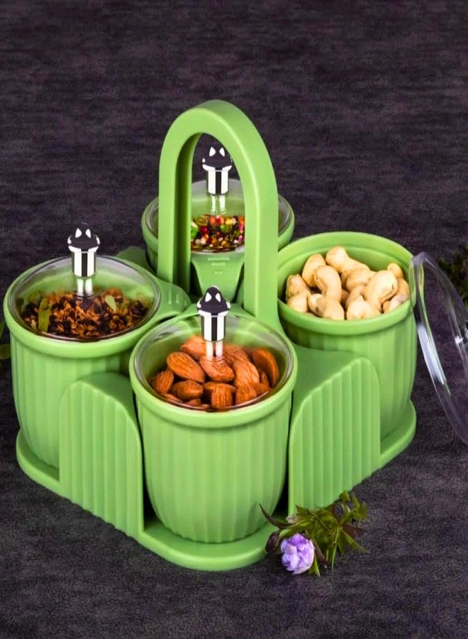 KhuHap Multipurpose Spice Rack & Dry Fruit Box Set | 4 Pc Plastic Jar Set for Aachar, Pickle, Mukhwas, Masala, Mouth Freshener, Sweets & Chocolate Storage | Kitchen Organizer (Multi-Color) - Image 2