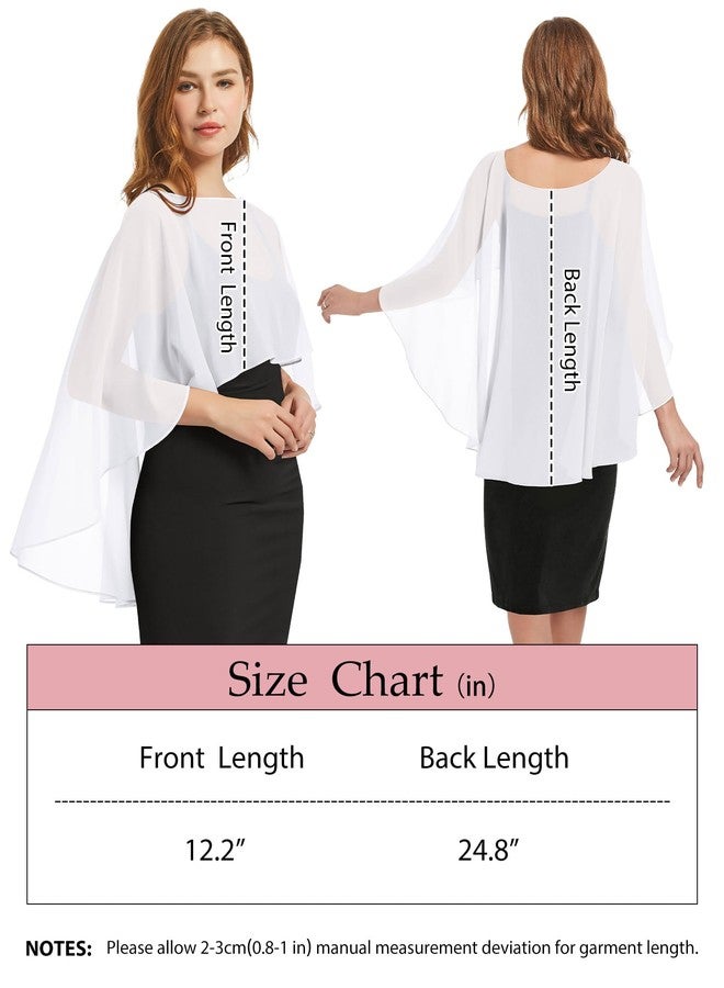 CHICGAL Womens Capelets Shawls and Wraps for Evening Dress Chiffon Capes Wedding Cover Up, White, One size - Image 5