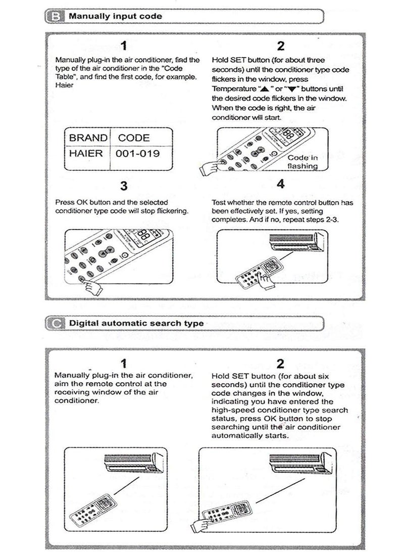 جهاز تحكم عن بعد عالمي لمكيفات الهواء لأكثر من 1000 علامة تجارية – دايكن، إل جي، سامسونج، هيتاشي، كاريير، شارب، هاير، جري، ميديا، ويرلبول، بوش، أوليمبوس، توشيبا، ميتسوبيشي إلكتريك والمزيد – شاشة LCD كبيرة، مدى 10 أمتار، مؤقت، إضاءة ليلية – إعداد سهل وقبضة مريحة - Image 4