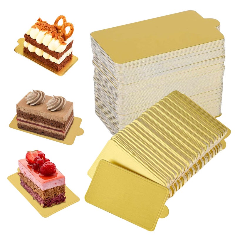 Abnaok ألواح كعك صغيرة من أبناؤك كرتون ذهبي قاعدة كعكة موس 100 قطعة لوحات كعكة ورقية دائرية كعك قاعدة كب كيك عرض لوح حلوى قاعدة كعكة مربعة دهنية