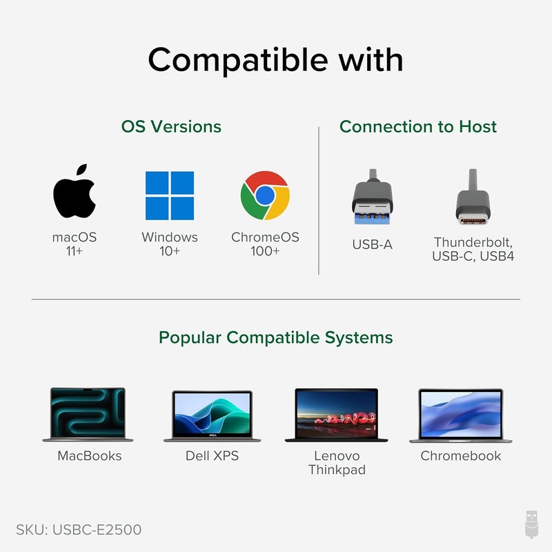 Plugable 2.5G USB-C and USB to Ethernet Adapter – Dual-Connector 2-in-1 USB-C to RJ45 2.5Gbps LAN, Compatible with Thunderbolt 5 & 4, USB4, USB 3.0, Windows, Mac, ChromeOS, iPhone 15 & 16 - Image 5