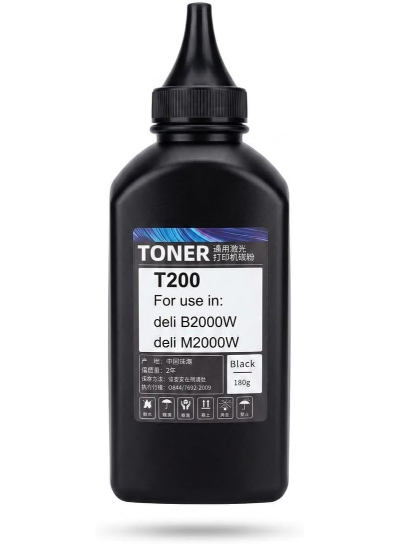 Deli T200 Black Toner Powder Refill (180g) – Compatible with Deli B2000W and M2000W Laser Printers - Image 1