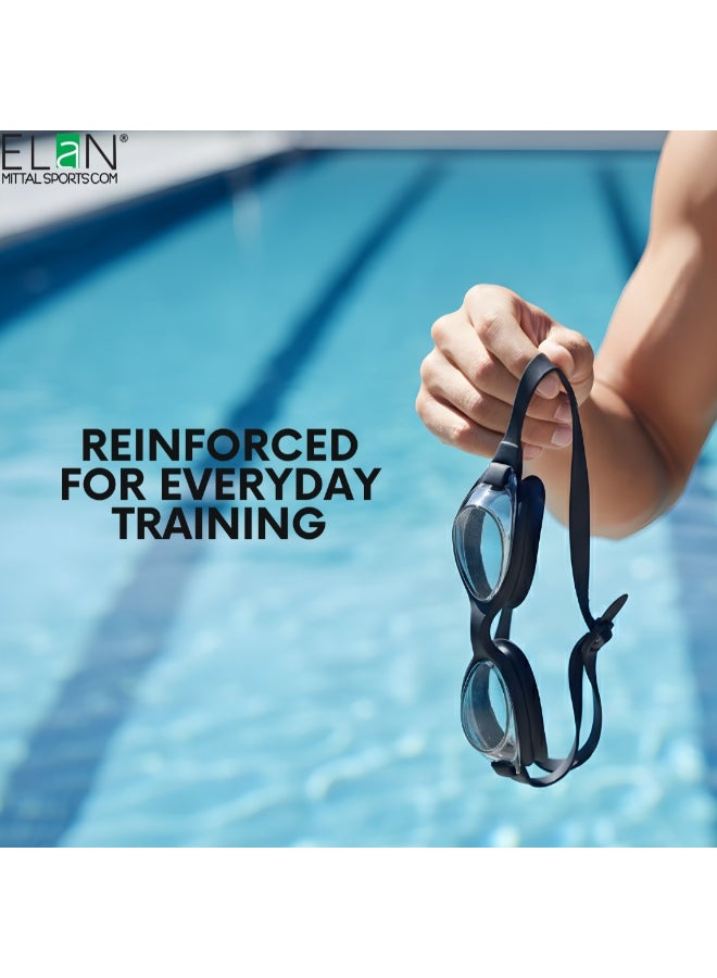 ELAN Morex Black Swimming Goggles, Integrated One-Piece Silicone Frame, High-Strength Vacuum Suction Technology, No-Leak Anti-Fog Wide View Lens, Professional Triathlon & Lap Swimming Eyewear - Image 4