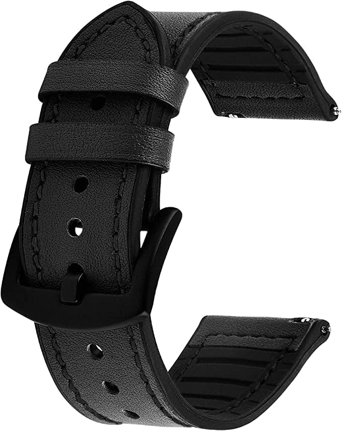 GadgetBite 22mm Vegan Leather Smartwatch Strap with Metal Buckle - Stylish and Durable. Compatibility with Samsung Galaxy Watch 3 45mm/Galaxy Watch 46mm/Gear S3 Classic and All 22MM Watches (Black) - Image 1