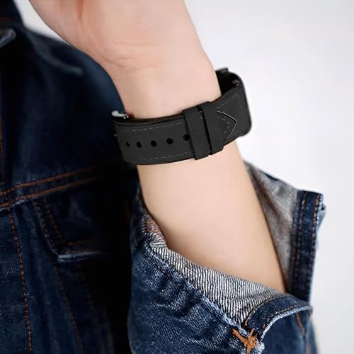 GadgetBite 22mm Vegan Leather Smartwatch Strap with Metal Buckle - Stylish and Durable. Compatibility with Samsung Galaxy Watch 3 45mm/Galaxy Watch 46mm/Gear S3 Classic and All 22MM Watches (Black) - Image 5