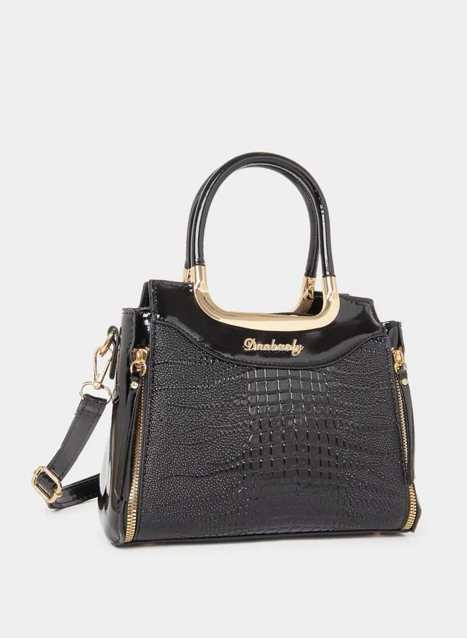 تايك تو Take Two Croc Skin Dual Handles Handbag