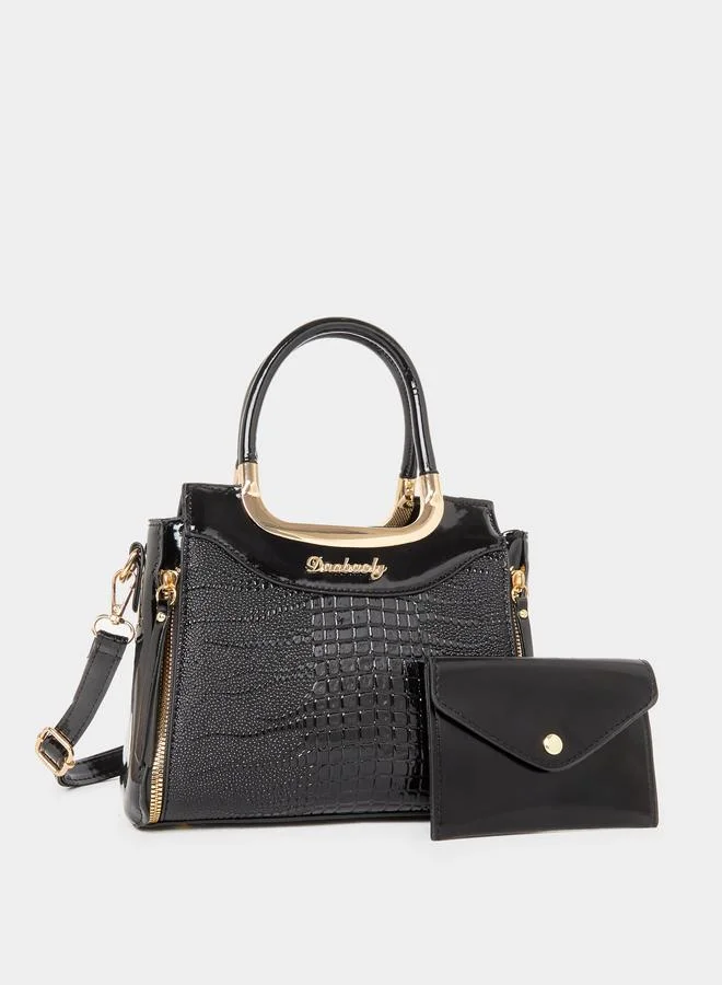 تايك تو Take Two Croc Skin Dual Handles Handbag
