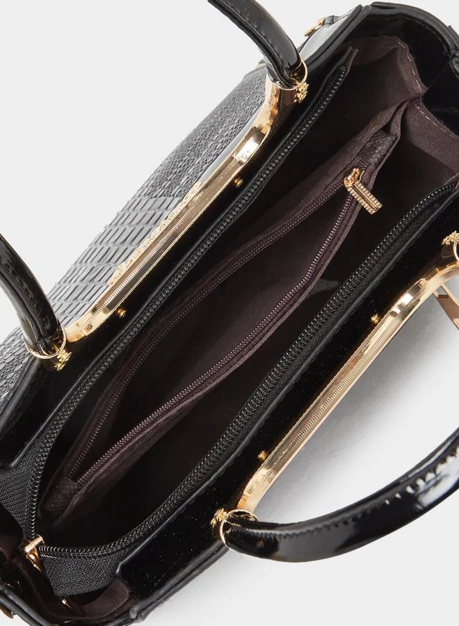 تايك تو Take Two Croc Skin Dual Handles Handbag