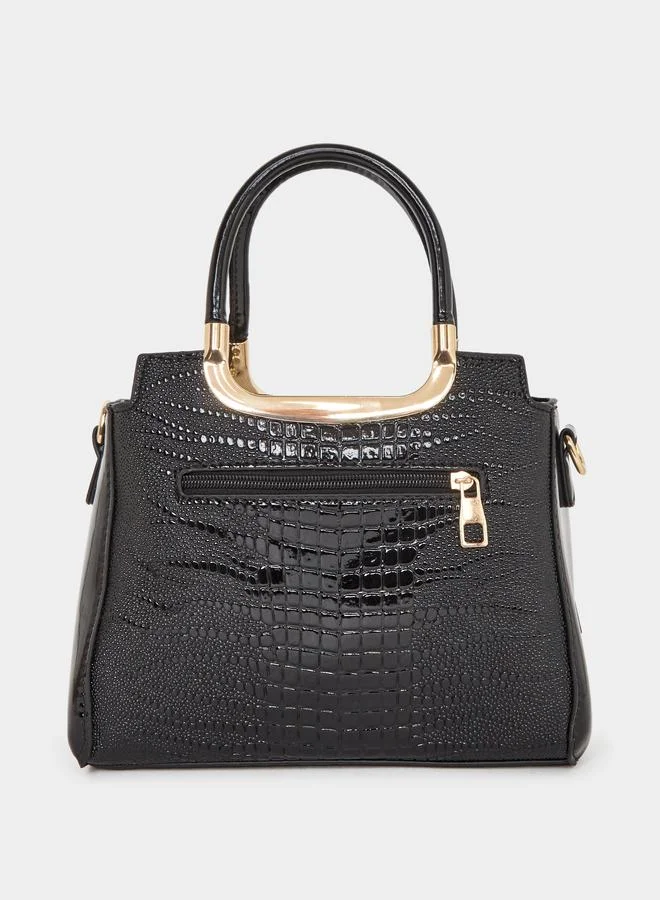 تايك تو Take Two Croc Skin Dual Handles Handbag