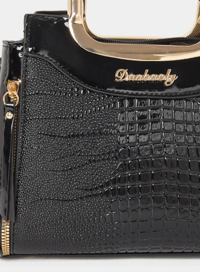 تايك تو Take Two Croc Skin Dual Handles Handbag