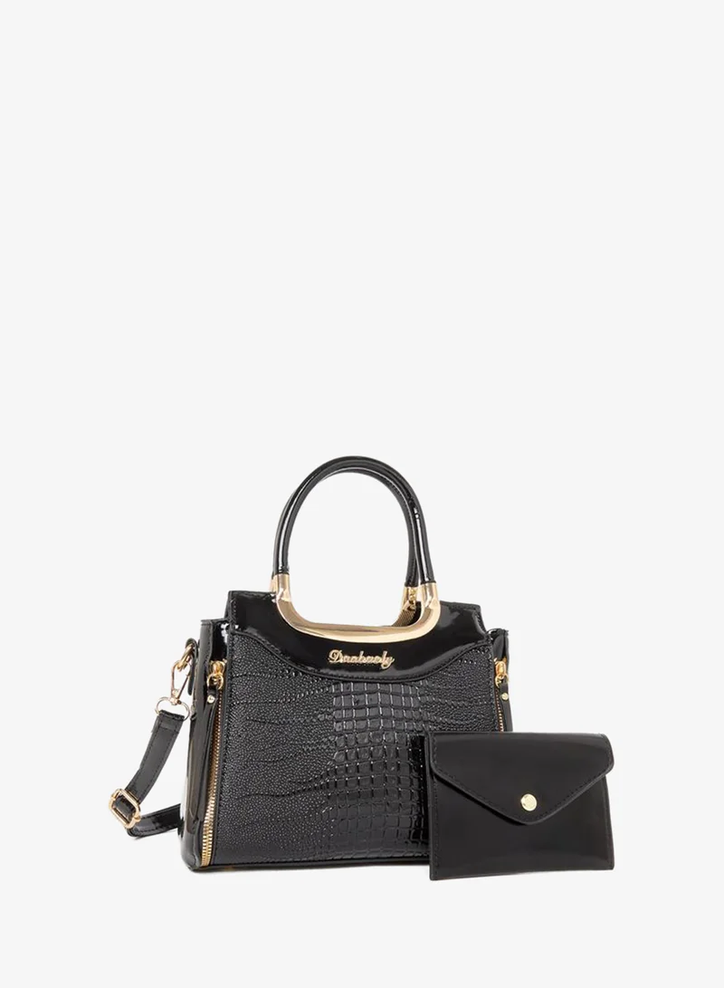 Take Two Croc Skin Dual Handles Handbag