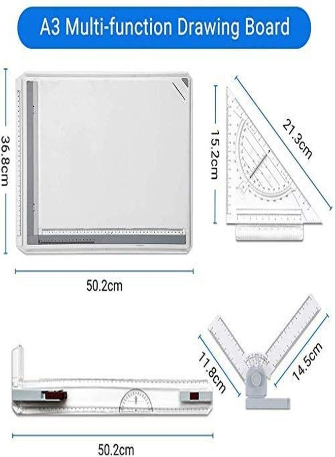 جوتوتوب لوحة رسم A3 بنظام قياس قابل للتعديل مع حركة متوازية، مجموعة، مشابك، منقلة، أرجل دعم مانعة للانزلاق، مسطرة منزلقة - Image 3