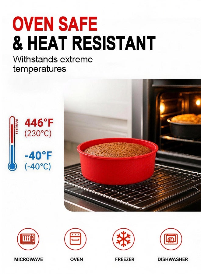 2Pcs 6 Inch Round Silicone Cake Molds, Non Stick Reusable Baking Pan for Cheesecake Pudding - Image 4