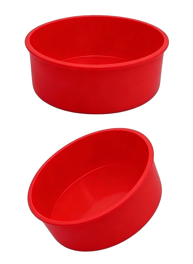 2Pcs 6 Inch Round Silicone Cake Molds, Non Stick Reusable Baking Pan for Cheesecake Pudding - Image 1
