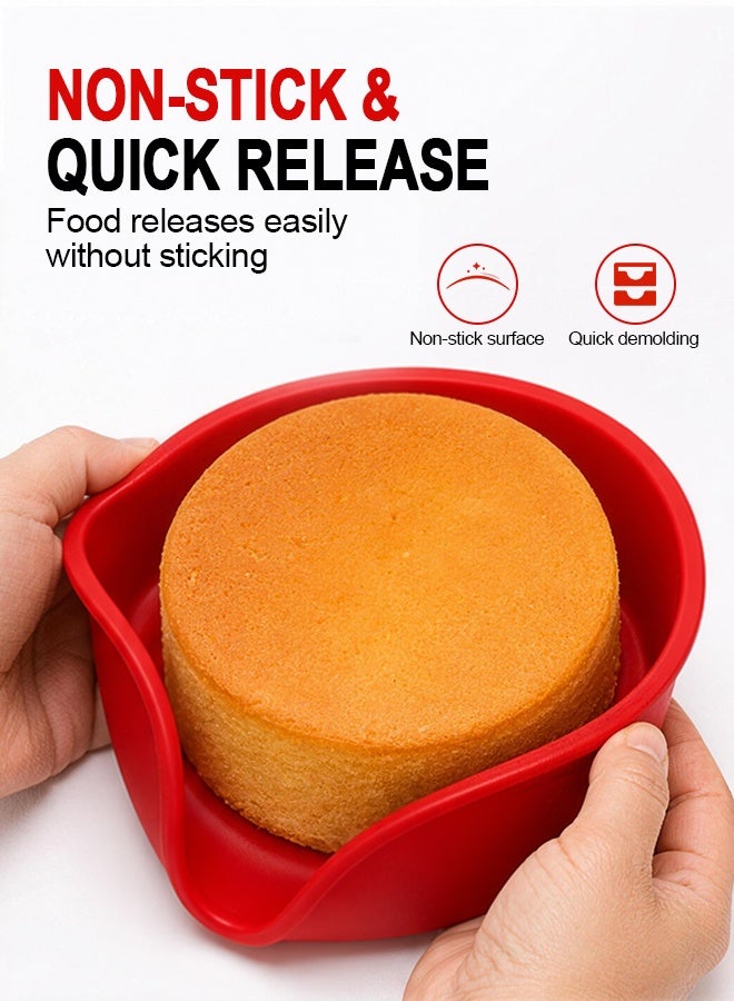 2Pcs 6 Inch Round Silicone Cake Molds, Non Stick Reusable Baking Pan for Cheesecake Pudding - Image 5