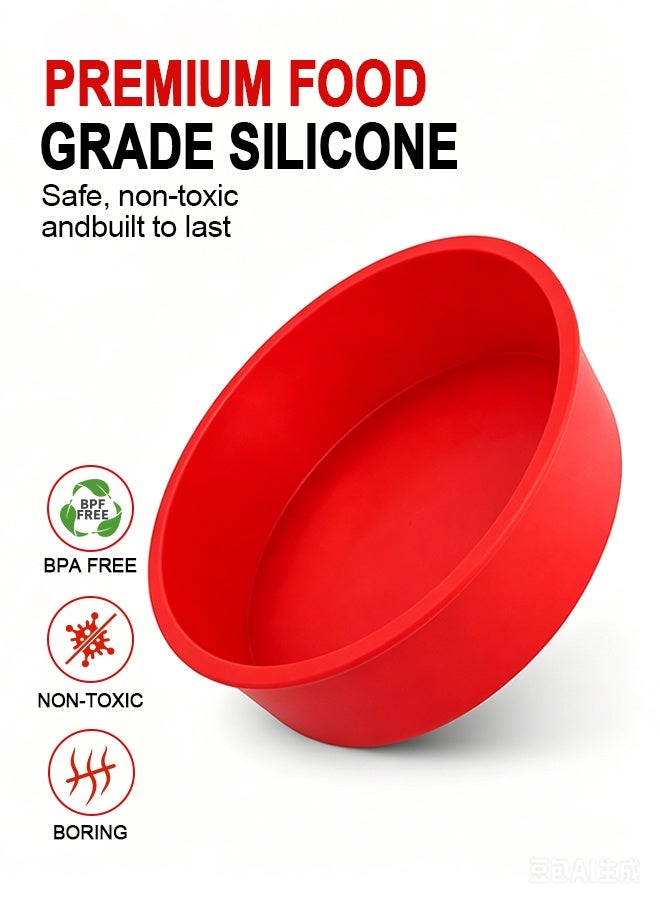 2Pcs 6 Inch Round Silicone Cake Molds, Non Stick Reusable Baking Pan for Cheesecake Pudding - Image 2