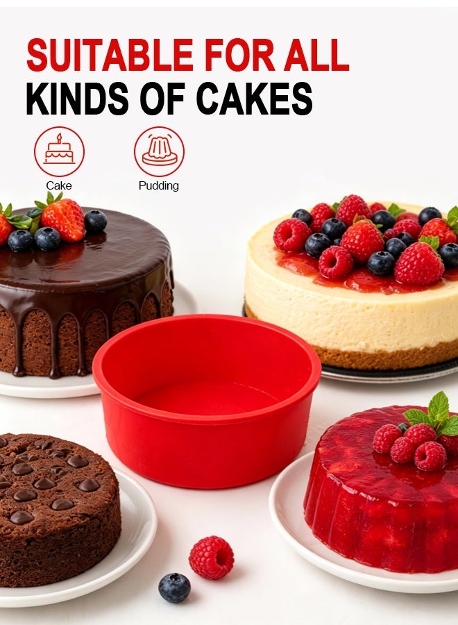 2Pcs 6 Inch Round Silicone Cake Molds, Non Stick Reusable Baking Pan for Cheesecake Pudding - Image 3