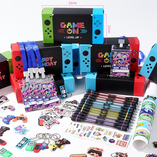 Vanblue 122pcs Video Game Party Favors Gamer Birthday Supplies,Game Theme Gifts Boxes Party Birthday Decorations VIP Pass Tickets Keychain Temporary Tattoo Stickers Goody Bag Stuffer for Boys Kids - Image 4