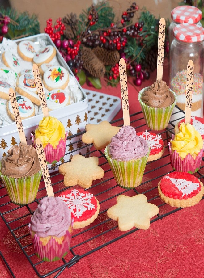 Eaasty 100 Pcs Wooden Spoons for Hot Chocolate and Cocoa - 6'' Christmas Disposable Marshmallow Candy Cane Xmas Winter Tasting Bar Stirring Supplies for Cake Coffee Ice Cream - Image 4