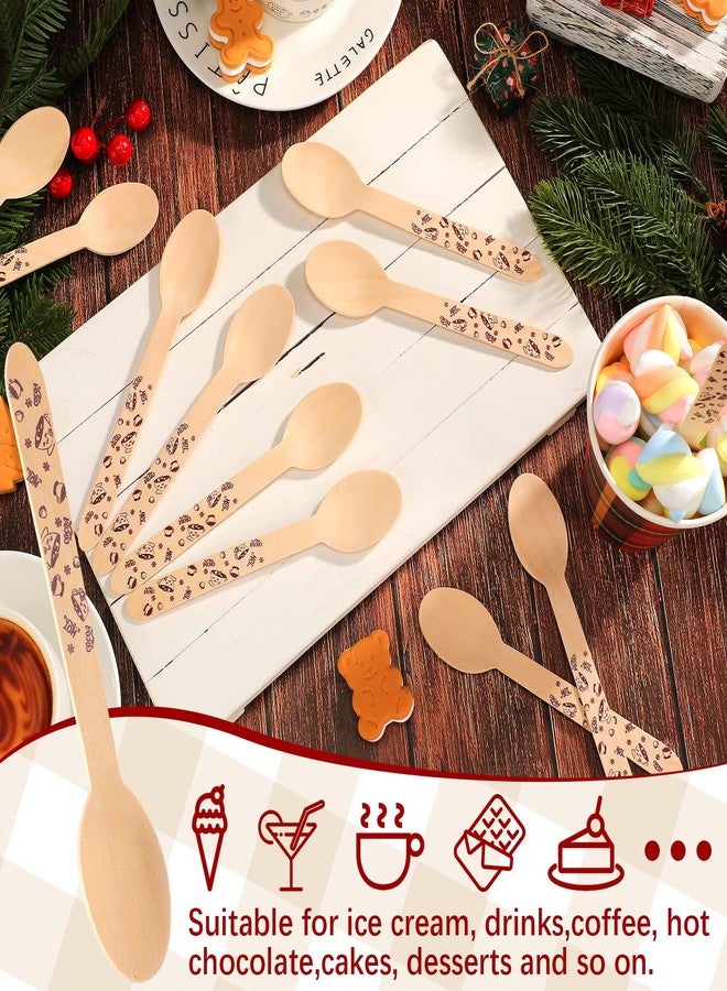 Eaasty 100 Pcs Wooden Spoons for Hot Chocolate and Cocoa - 6'' Christmas Disposable Marshmallow Candy Cane Xmas Winter Tasting Bar Stirring Supplies for Cake Coffee Ice Cream - Image 5